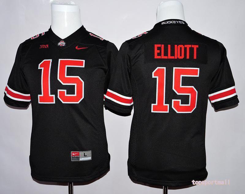 Youth Ohio State Buckeyes 15# Ezekiel Elliott Black Stitched Jersey