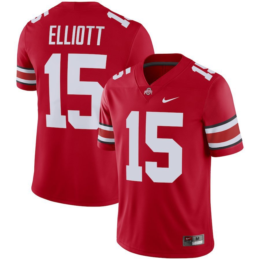 Men's Ohio State Buckeyes 15# Ezekiel Elliott Red Stitched Jersey