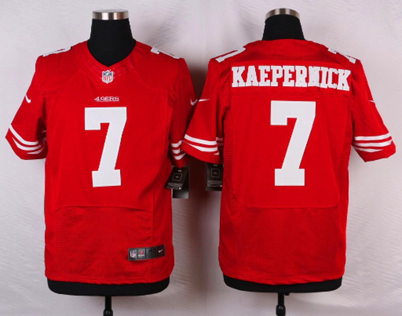 Men's San Francisco 49ers 7# Colin Kaepernick Elite Red Stitched Jersey