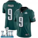 Men's Eagles 9# Nick Foles Limited Green Super Bowl LII Stitched Jersey