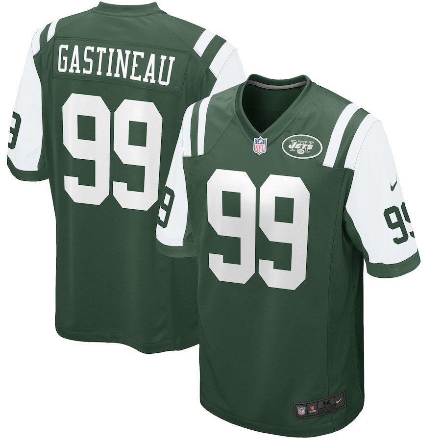 Men's York Jets 99# Mark Gastineau Game Green Stitched Jersey