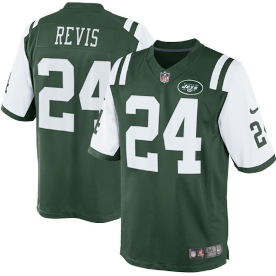 Men's York Jets 24# Darrelle Revis Game Green Stitched Jersey