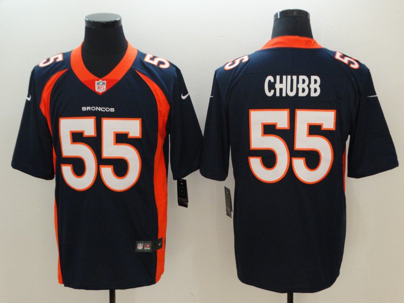 Men's Denver Broncos 55# Bradley Chubb Limited Navy Stitched Jersey