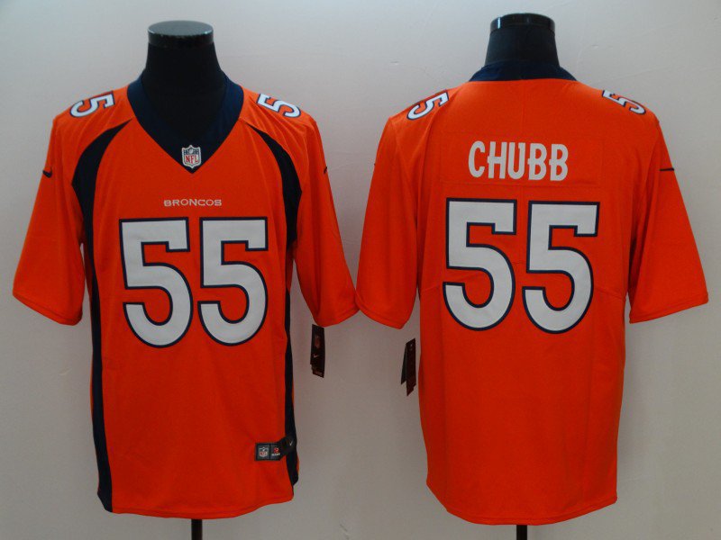 Men's Denver Broncos 55# Bradley Chubb Limited Orange Stitched Jersey