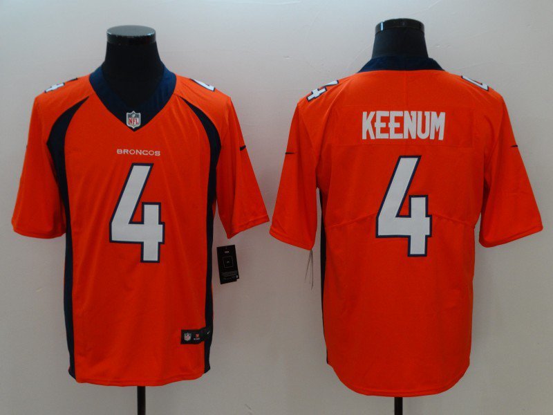 Men's Denver Broncos 4# Case Keenum Limited Orange Stitched Jersey