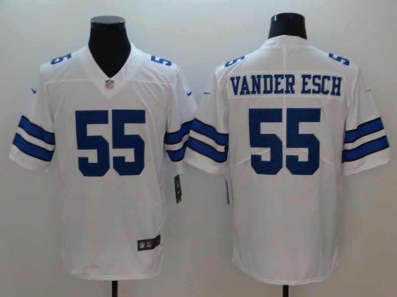 Men's Dallas Cowboys 55# Leighton Vander Esch Limited White Stitched Jersey
