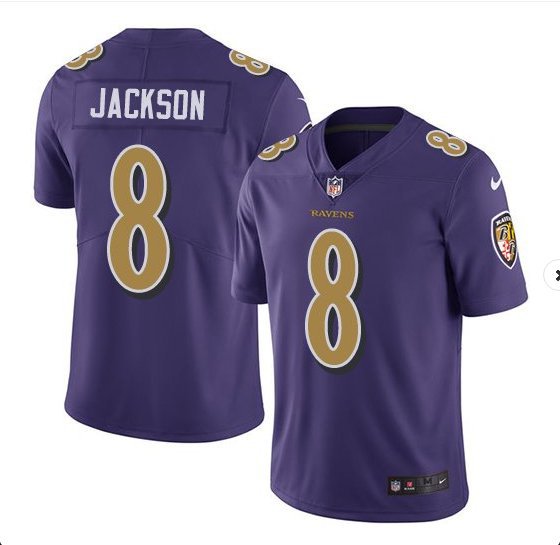 Men's Baltimore Ravens 8# Lamar Jackson Limited Purple Stitched Jersey