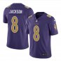 Men's Baltimore Ravens 8# Lamar Jackson Limited Purple Stitched Jersey