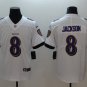 Men's Baltimore Ravens 8# Lamar Jackson Limited White Stitched Jersey