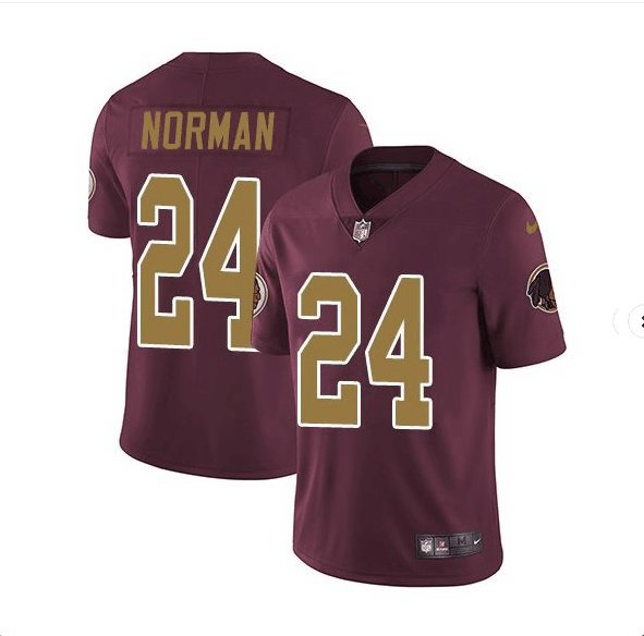 Men's Washington Redskins 24# Josh Norman Limited Red Burgundy Stitched Jersey
