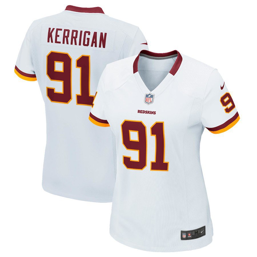 Women's Washington Redskins 91# Ryan Kerrigan White Stitched Jersey
