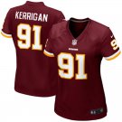Women's Washington Redskins 91# Ryan Kerrigan Red Burgundy Stitched Jersey