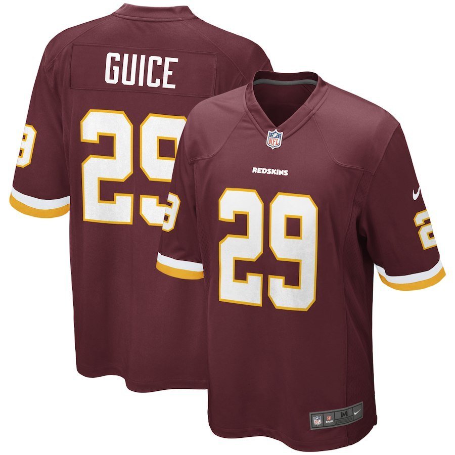 Men's Washington Redskins 29# Derrius Guice Game Red Burgundy Stitched Jersey