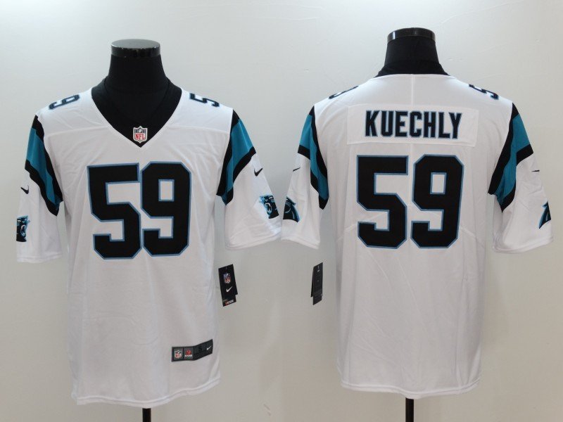 Men's Carolina Panthers 59# Luke Kuechly Limited White Stitched Jersey