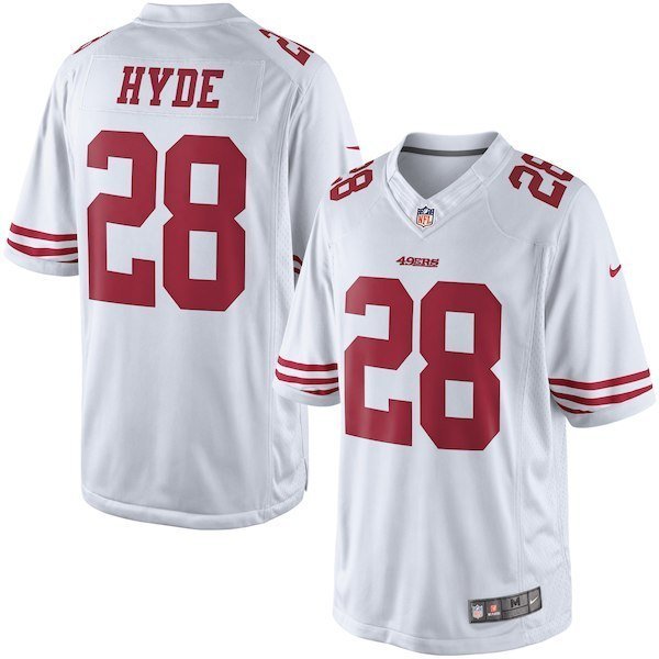 Men's San Francisco 49ers 28# Carlos Hyde Game White Stitched Jersey