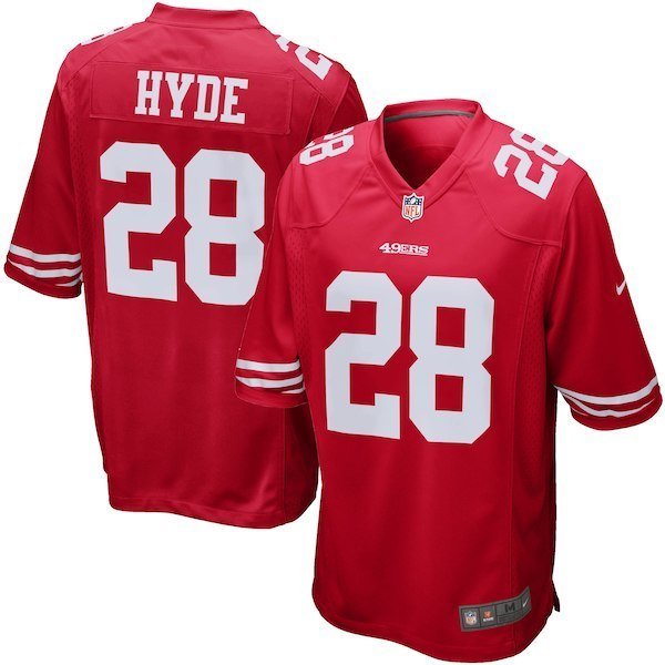 Men's San Francisco 49ers 28# Carlos Hyde Game Red Stitched Jersey