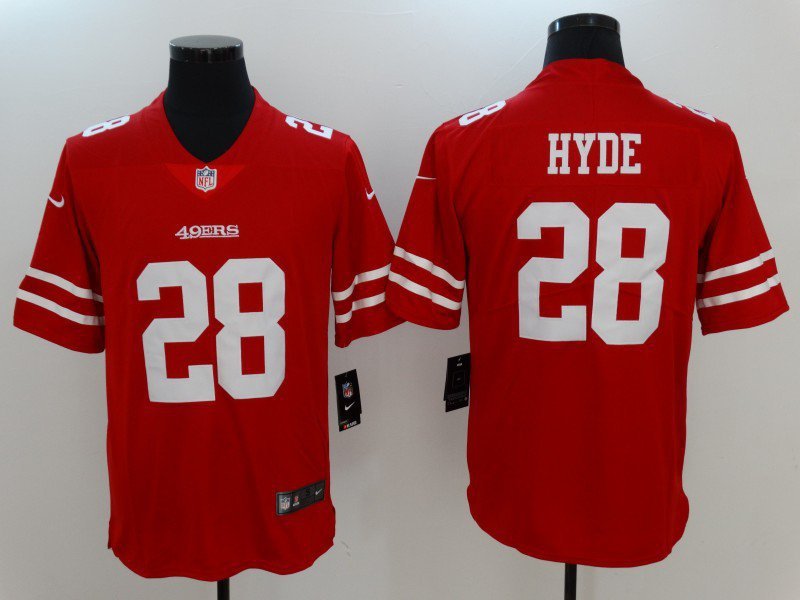 Men's San Francisco 49ers 28# Carlos Hyde Limited Red Stitched Jersey