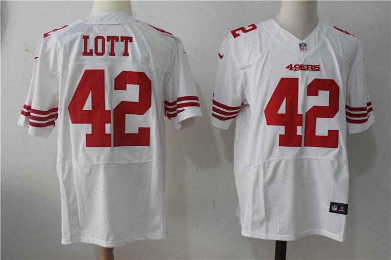 Men's San Francisco 49ers 42# Ronnie Lott Limited White Stitched Jersey