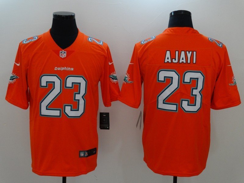 Mens Miami Dolphins 23# Jay Ajayi Limited Orange Stitched Jersey