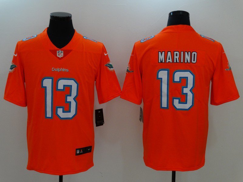 Mens Miami Dolphins 13# Dan Marino Limited Orange Stitched Jersey