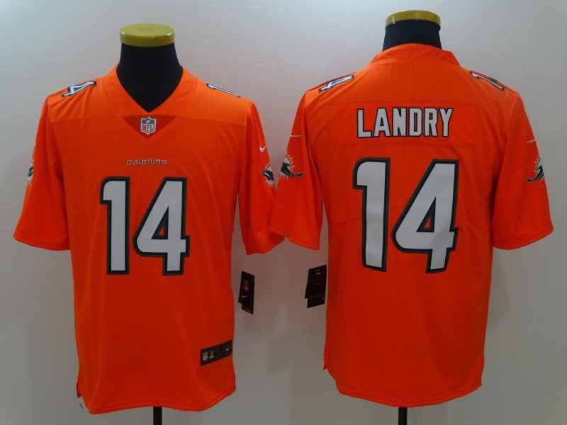 Men's Miami Dolphins 14# Jarvis Landry Limited Orange Stitched Jersey