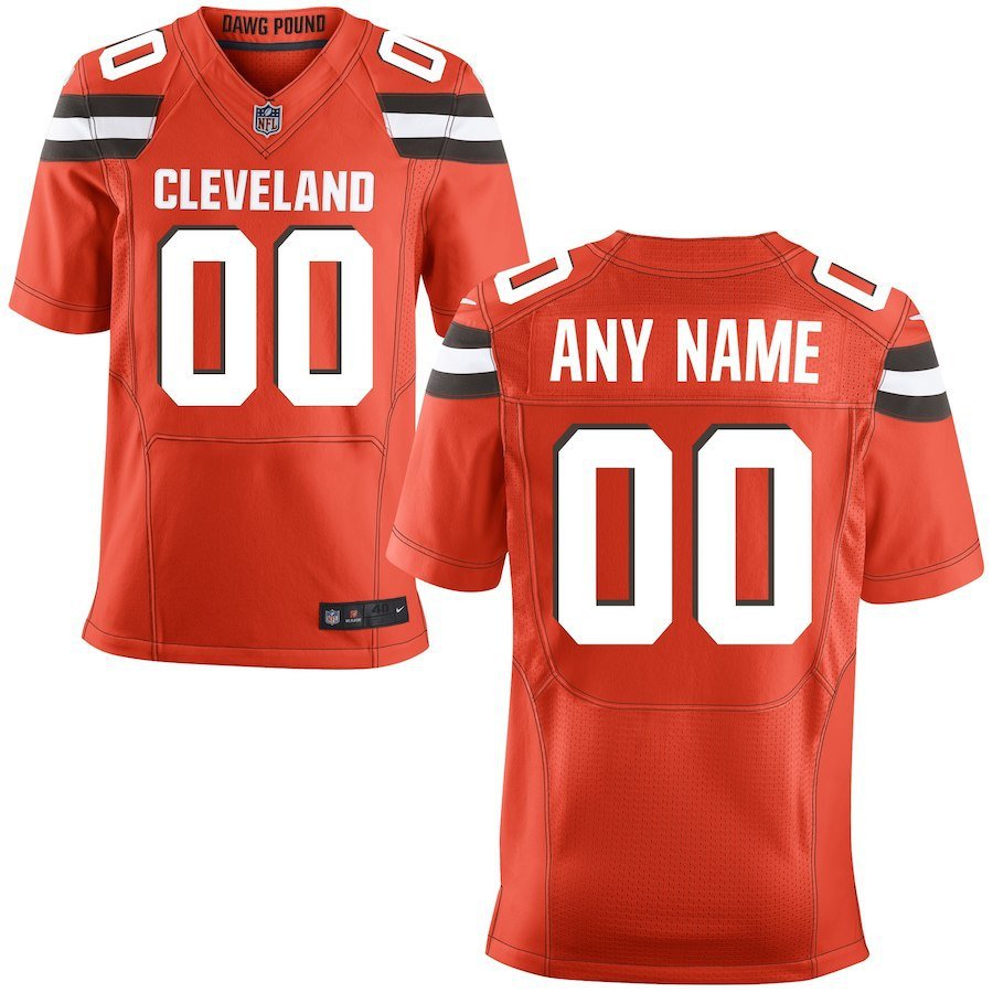 Men's Cleveland Browns Custom Name And Number Elite Orange Stitched Jersey