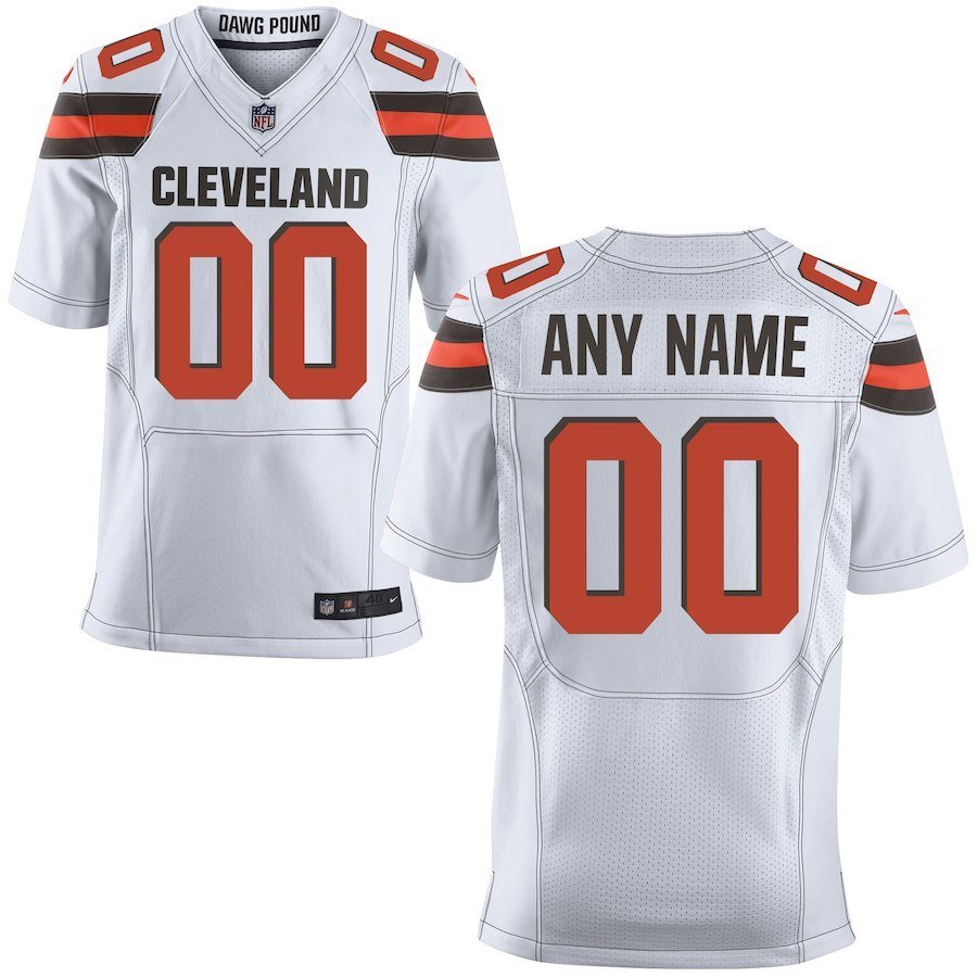 Men's Cleveland Browns Custom Name And Number Elite White Stitched Jersey