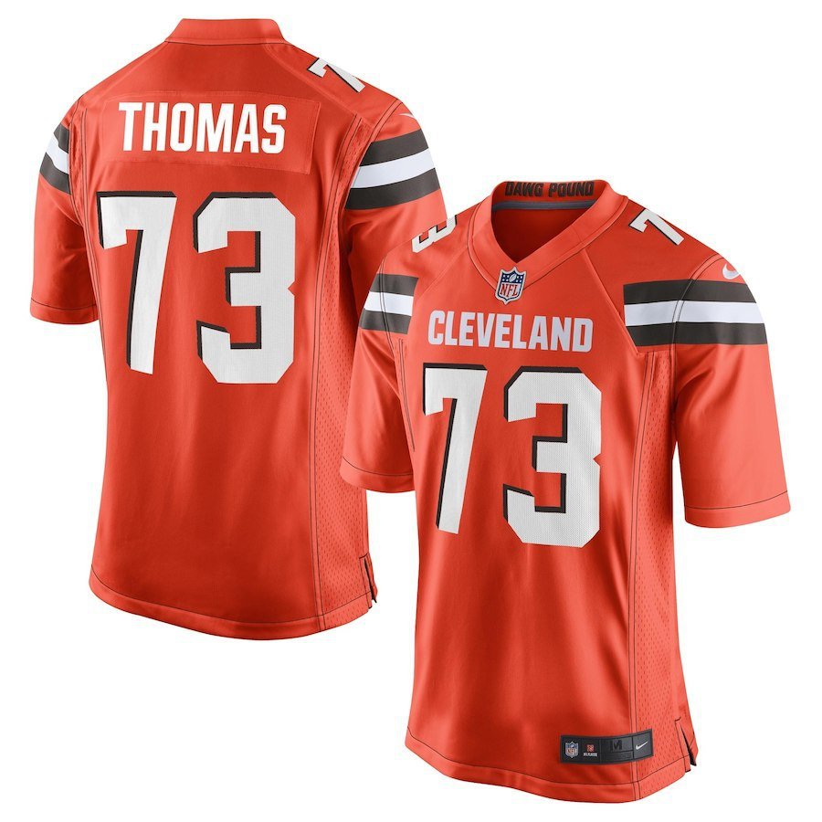 Men's Cleveland Browns 73# Joe Thomas Game Orange Stitched Jersey