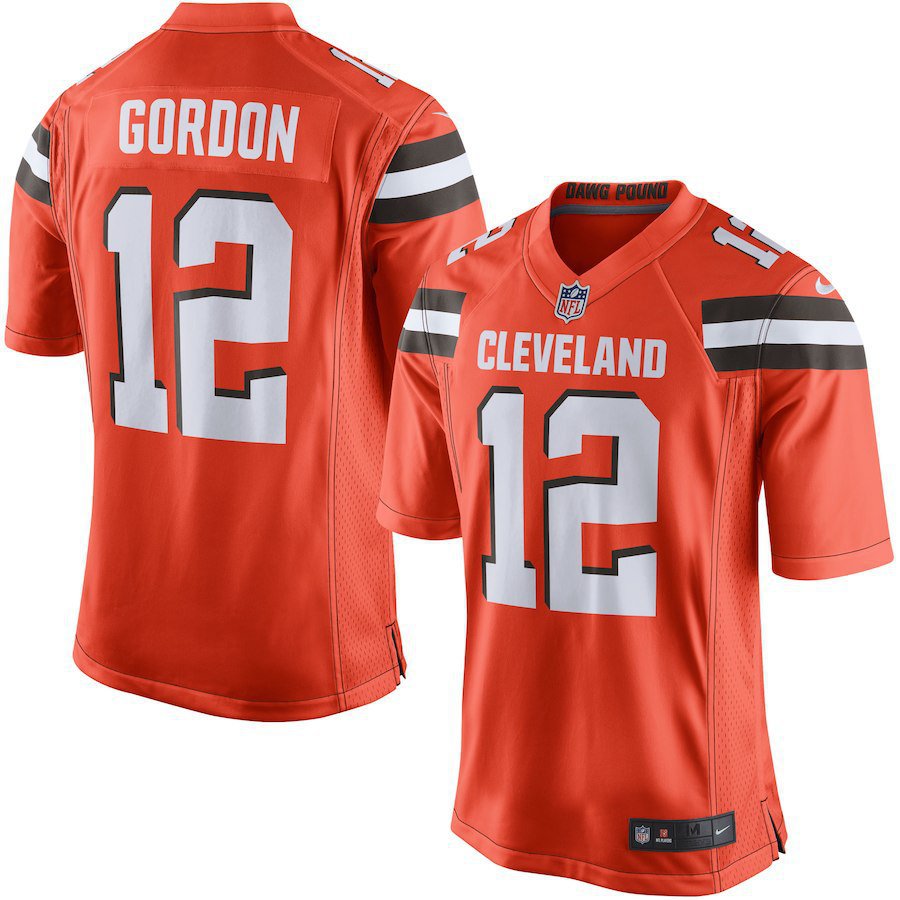 Men's Cleveland Browns 12# Josh Gordon Orange Limited Stitched Jersey