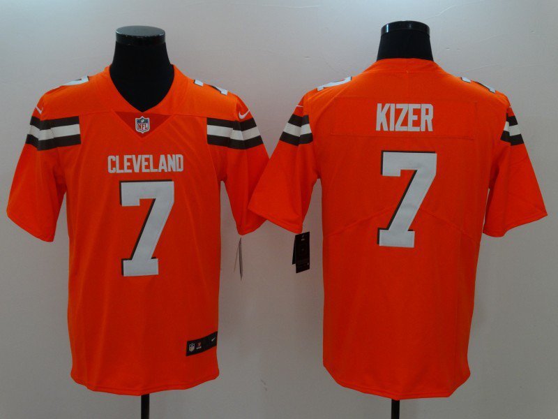 Men's Cleveland Browns 7# DeShone Kizer Limited Orange Stitched Jersey