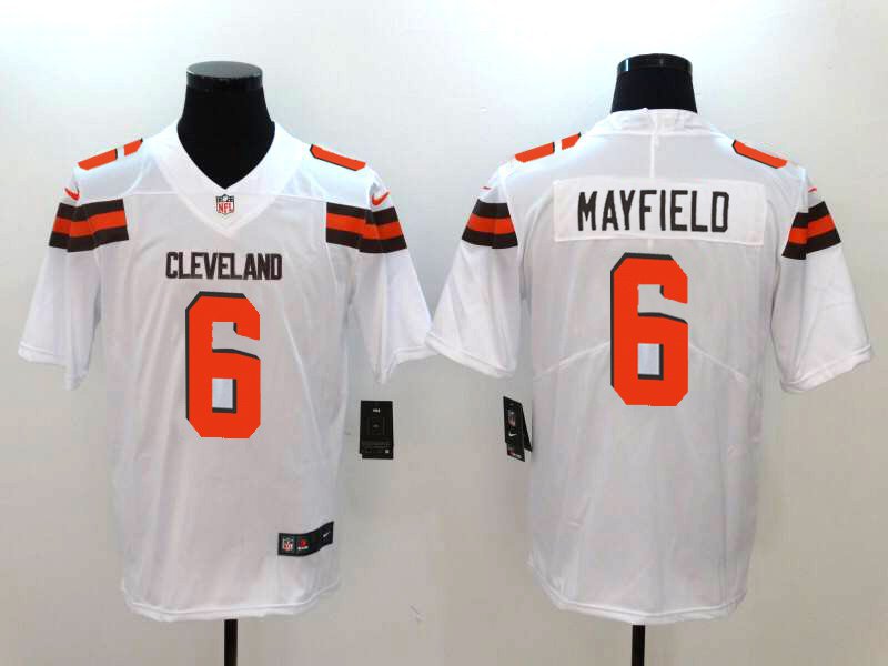 Men's Cleveland Browns 6# Baker Mayfield Limited White Stitched Jersey