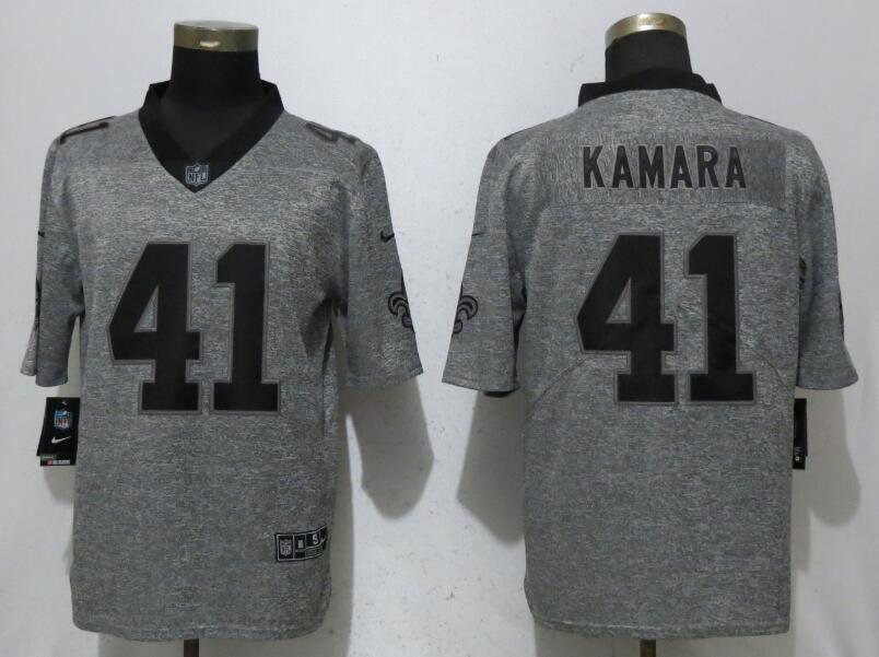 Men's Orleans Saints 41# Alvin Kamara Game Gray Stitched Jersey