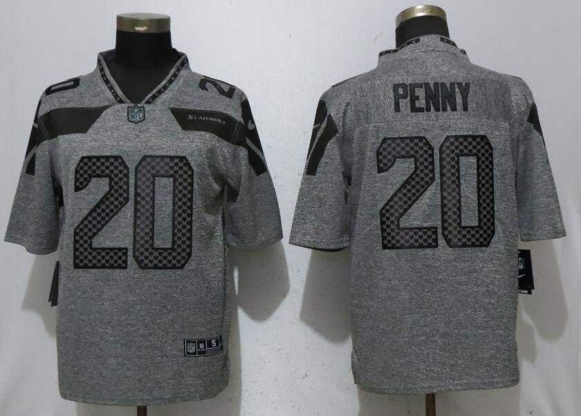 Men's Seattle Seahawks 20# Rashaad Penny Game Gray Stitched Jersey