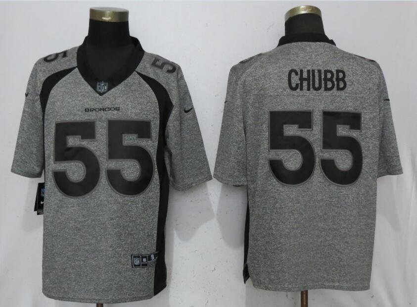 Men's Denver Broncos 55# Bradley Chubb Limited Gray Stitched Jersey