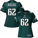 Women's Eagles 62# Jason Kelce Game Green Stitched Jersey