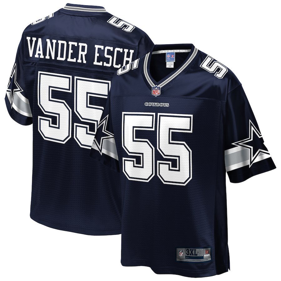 Men's Dallas Cowboys 55# Leighton Vander Esch Navy Stitched Jersey