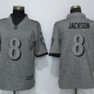 Men's Baltimore Ravens 8# Lamar Jackson Limited Gray Stitched Jersey