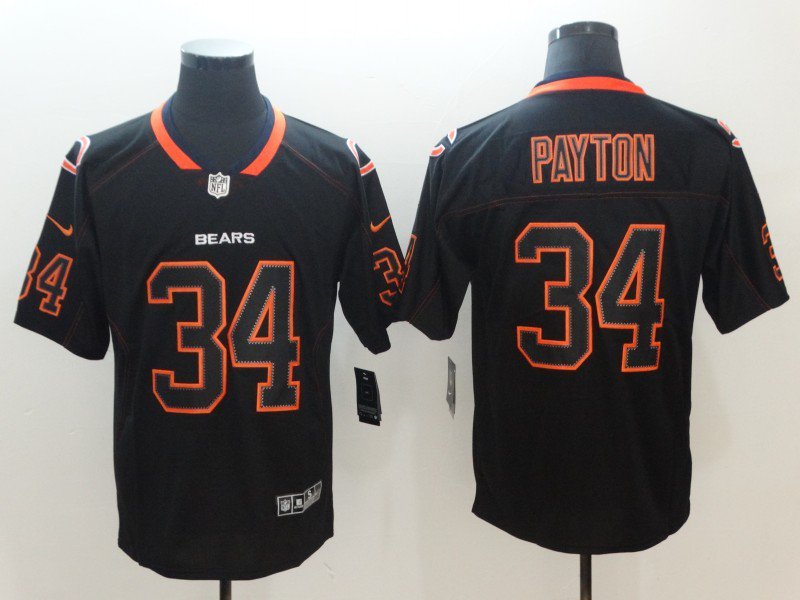Men's Chicago Bears 34# Walter Payton Limited Black Shadow Stitched Jersey