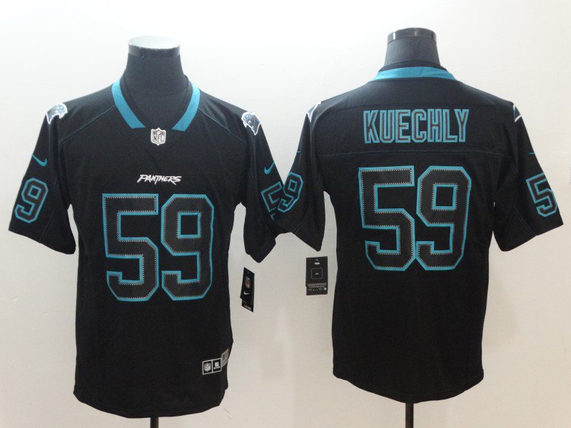 Men's Carolina Panthers 59# Luke Kuechly Black Limited Shadow Stitched Jersey