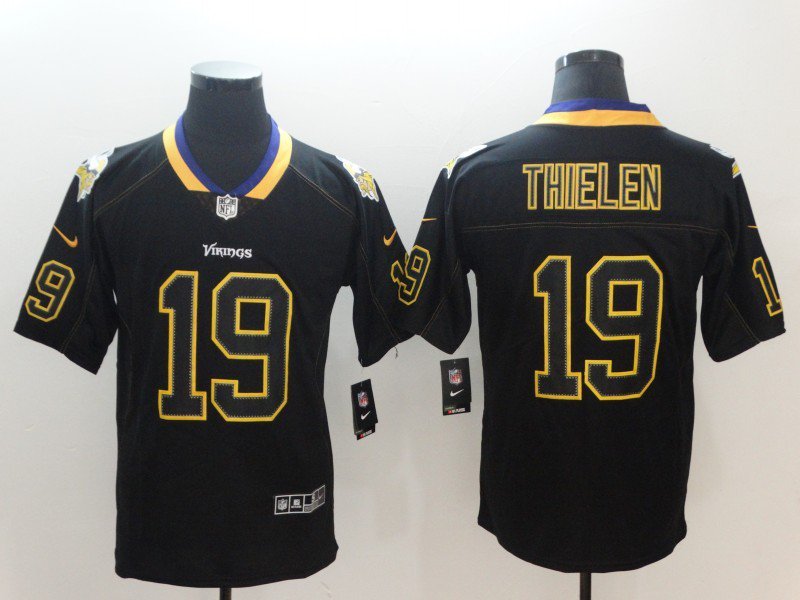 Men's Minnesota Vikings 19# Adam Thielen Limited Black Shadow Stitched Jersey
