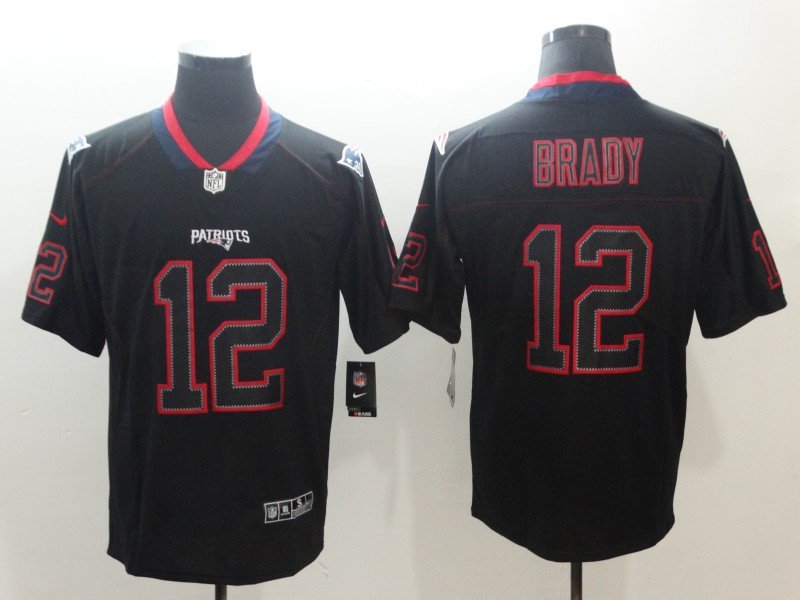 Men's Patriots 12# Tom Brady Limited Black Shadow Stitched Jersey