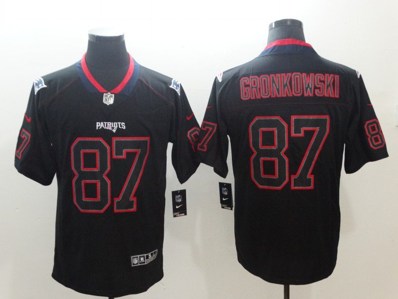 Men's Patriots 87# Rob Gronkowski Limited Black Shadow Stitched Jersey