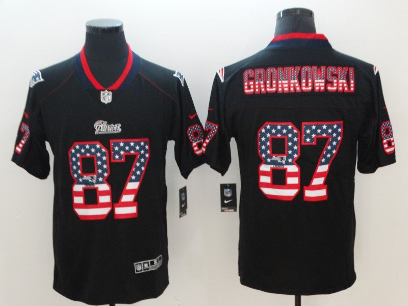 Men's Patriots 87# Rob Gronkowski Limited Black USA flag Stitched Jersey