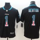 Men's Carolina Panthers #1 Cam Newton Limited Black USA flag Stitched Jersey