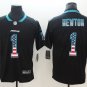 Men's Carolina Panthers #1 Cam Newton Limited Black USA flag Stitched Jersey