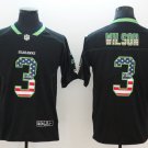 Men's Seattle Seahawks 3# Russell Wilson Limited Black USA flag Stitched Jersey