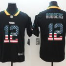 Men's Green Bay Packers #12 Aaron Rodgers Limited Black USA flag Stitched Jersey
