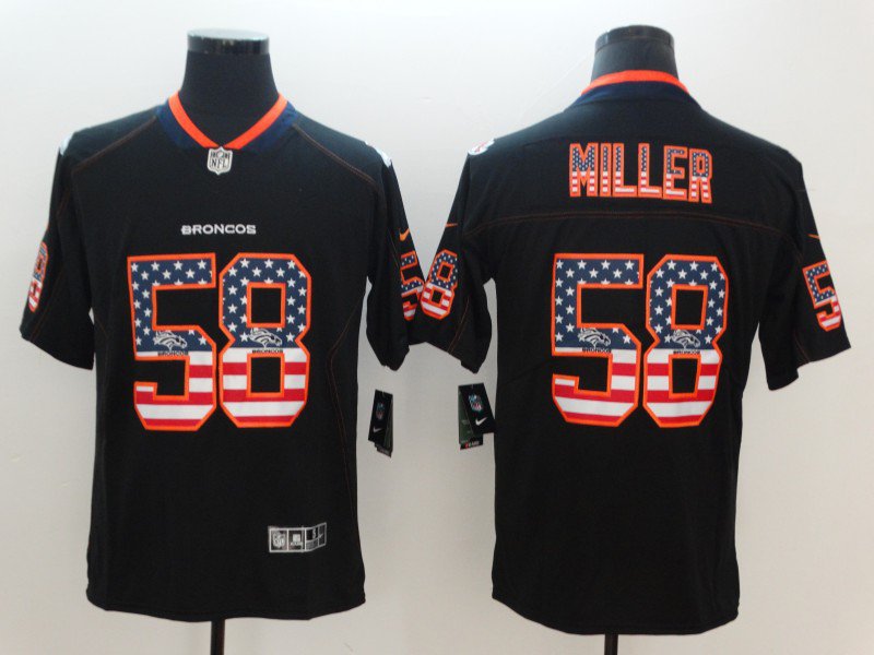 Men's Denver Broncos #58 Von Miller Limited Black USA flag Stitched Jersey