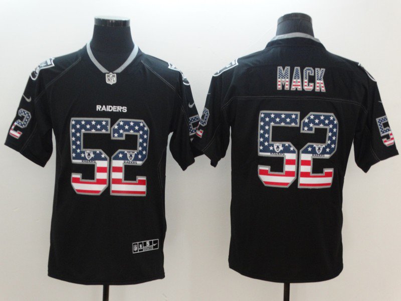 Men's Oakland Raiders 52# Khalil Mack Limited Black USA flag Stitched Jersey