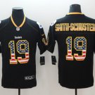 Men's Pittsburgh Steelers 19# JuJu Smith-Schuster Black USA flag Stitched Jersey